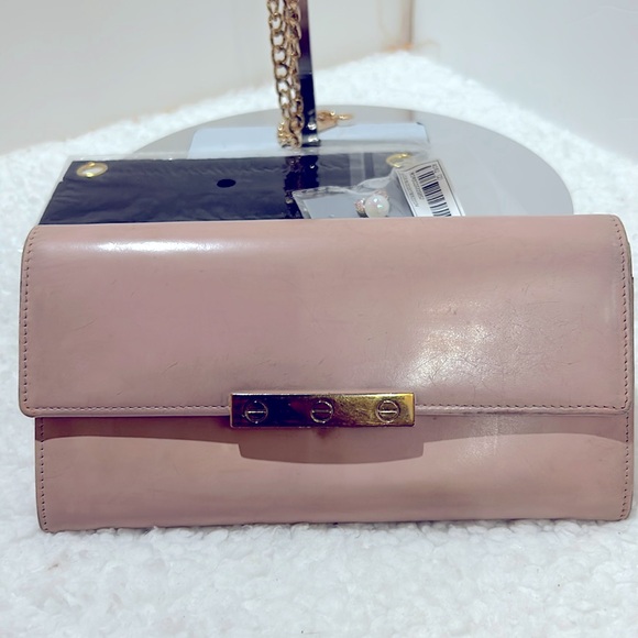 Cartier Light pink Long Wallet with Free Unbranded Chain with Felt & Earrings - Picture 7 of 16